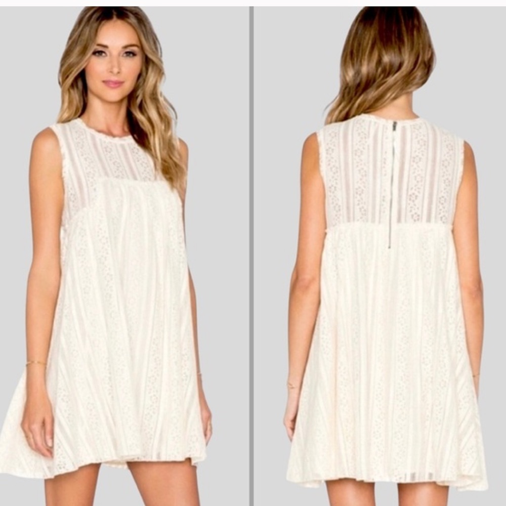 Free People Off-White Sleeveless Lace Dress - XS